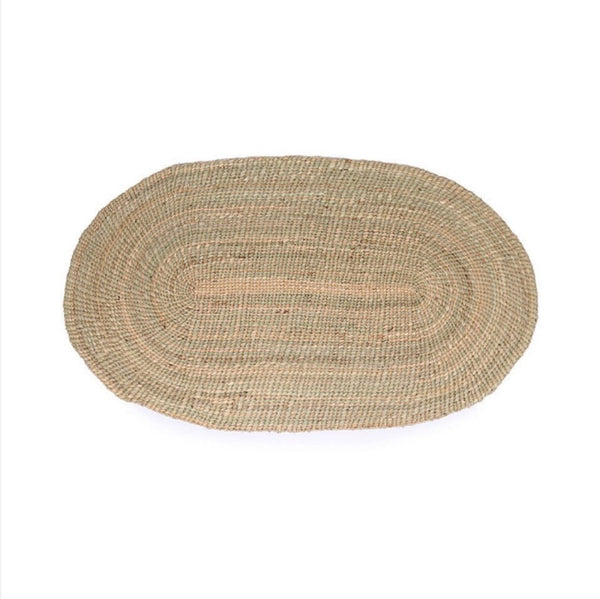 DUFU:Oval Natural Woven Milulu Mat