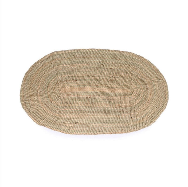 DUFU:Oval Natural Woven Milulu Mat