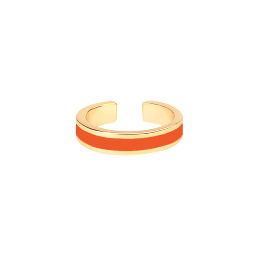BANGLE - Ring in gilded brass and lacquer. unique size. Color : Tangerine Orange