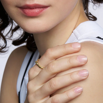 LILY - Adjustable thin ring in glided brass 0.5 microns. unique size. Color : Light Gold