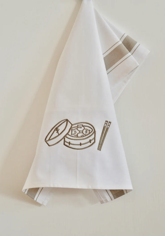 ZEST of Asia Tea towel with Golden Dim Sum Basket