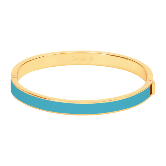 BANGLE - Clasp bracelet in gilded metal and lacquer. size 1. Color : Turquoise Blue