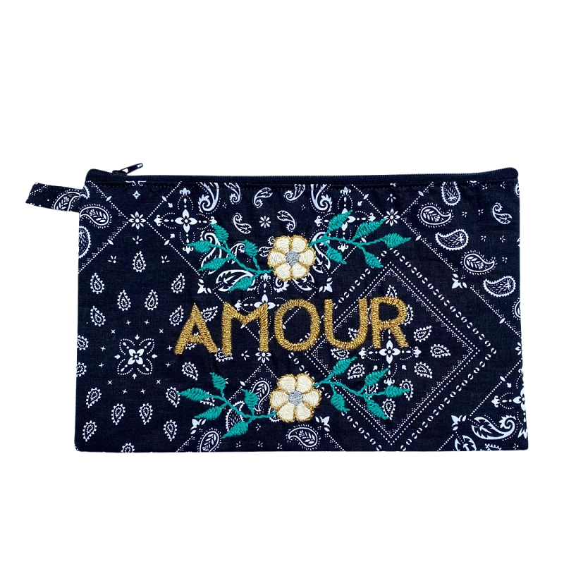 Amour embroidered clutch L