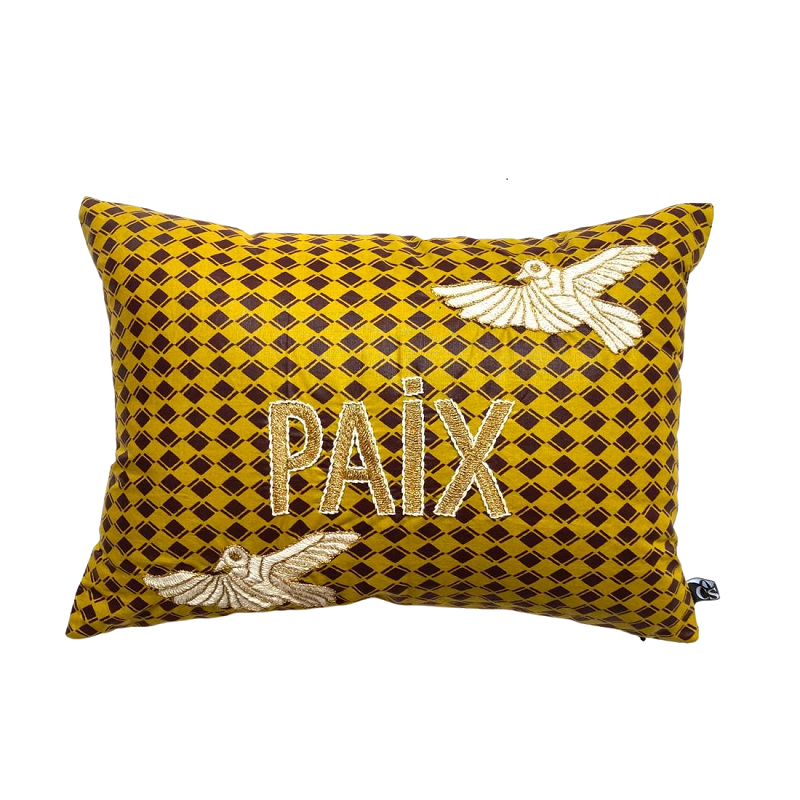 Embroidered wax cushion PAIX