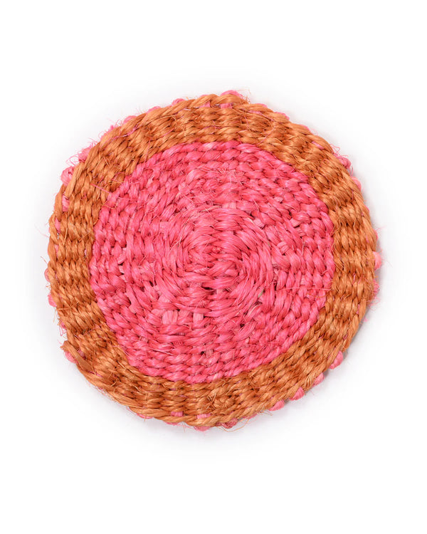 ZUBERI:Hot Pink & Orange Woven Coaster