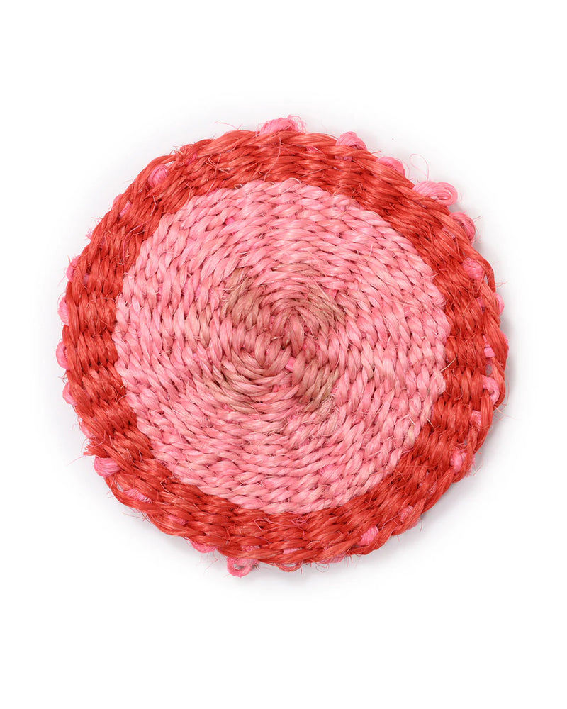 JINA: Red & Dusky Pink Woven Coaster