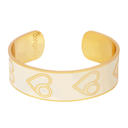 MDF - Adjustable lacquer cuff bangle in gilded brass. Color : White sand