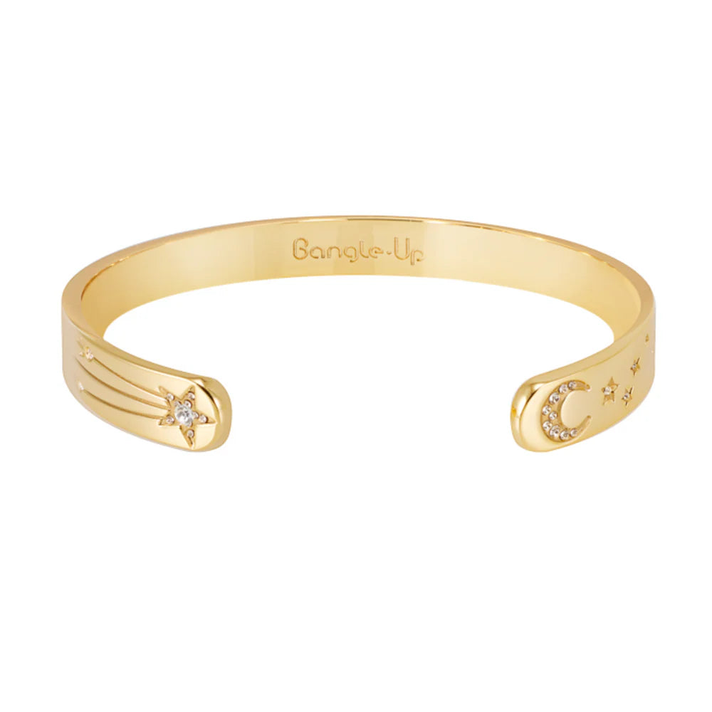 HALLEY - Adjustable thin bangle in gilded brass and zirconium oxyde. Color : Light Gold