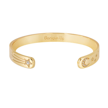 HALLEY - Adjustable thin bangle in gilded brass and zirconium oxyde. Color : Light Gold