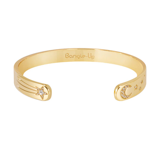 HALLEY - Adjustable thin bangle in gilded brass and zirconium oxyde. Color : Light Gold