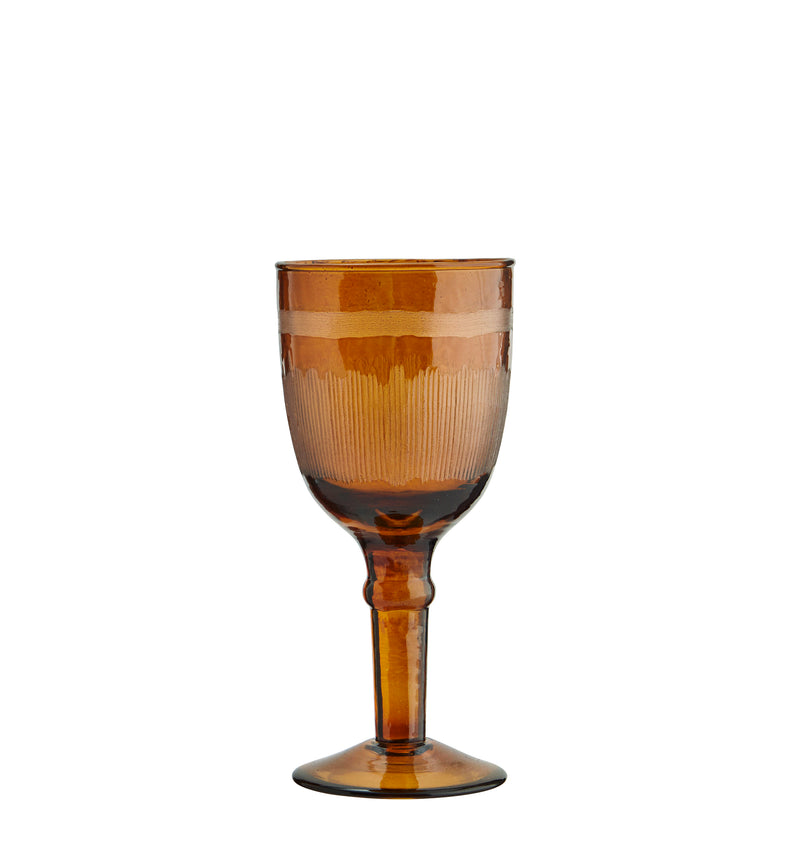 Hammered amber wine glass