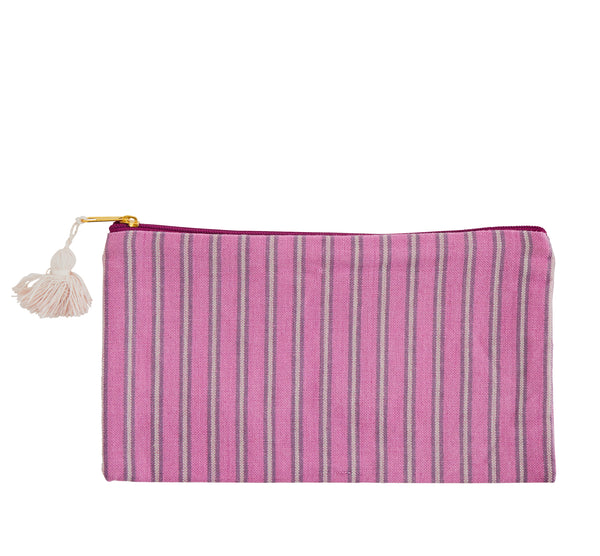 Fuchia striped cotton purse