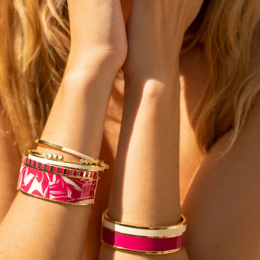 MONTECITO Printed adjustable lacquer palms cuff bangle
