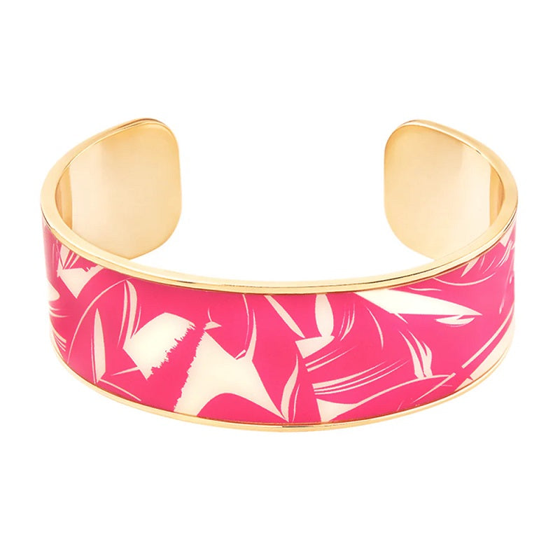 MONTECITO Printed adjustable lacquer palms cuff bangle