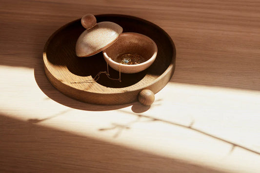 Inka Wood Tray Round Dark Small