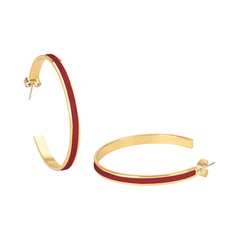 BANGLE lacquer thin hoop earrings - Salsa Red