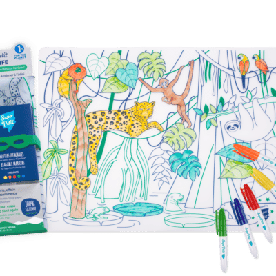Coloring " Amazonia" Table Mat with bracelet and 5 markers