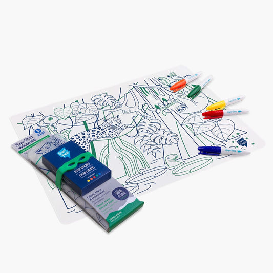 Coloring " Amazonia" Table Mat with bracelet and 5 markers