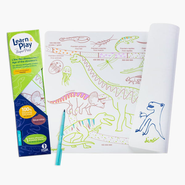 Coloring "Dinosaur" Table Mat with bracelet and 5 markers
