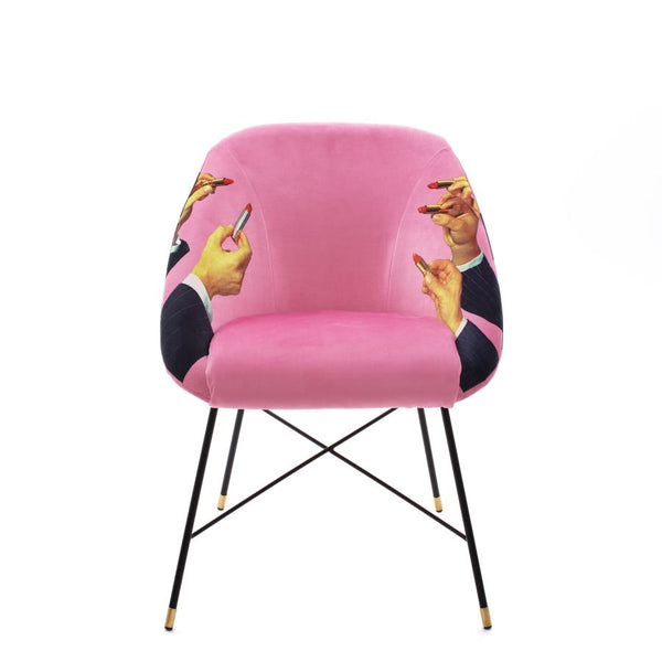 PADDED CHAIR "TOILETPAPER" Cm.60x63 h.78 - LIPSTICKS PINK