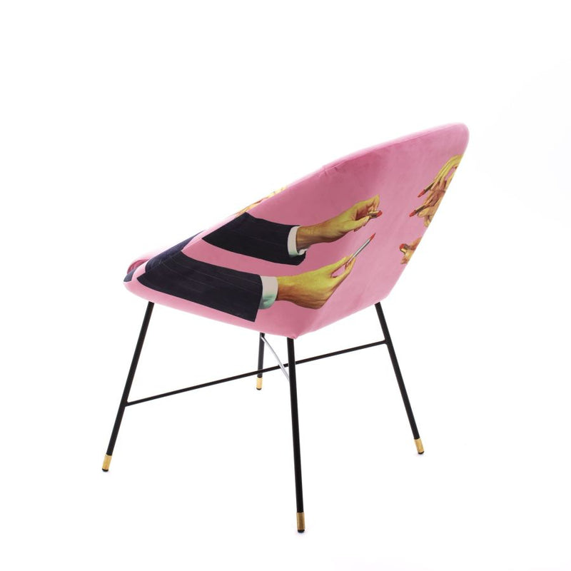 PADDED CHAIR "TOILETPAPER" Cm.60x63 h.78 - LIPSTICKS PINK