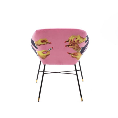 PADDED CHAIR "TOILETPAPER" Cm.60x63 h.78 - LIPSTICKS PINK