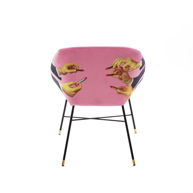 PADDED CHAIR "TOILETPAPER" Cm.60x63 h.78 - LIPSTICKS PINK