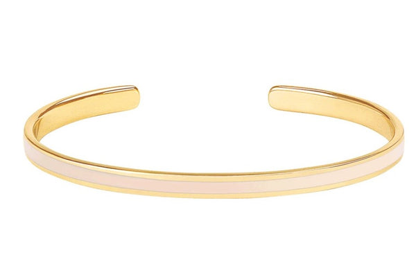 BANGLE lacquer adjustable thin cuff bangle in gilded brass White sand