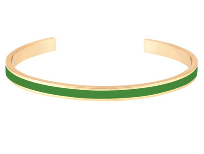 BANGLE Adjustable thin bangle in gilded brass and lacquer Simply Green