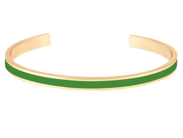 BANGLE Adjustable thin bangle in gilded brass and lacquer Simply Green