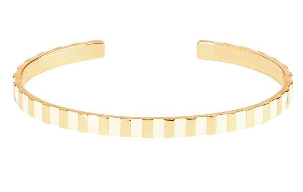 INES Bangle lacquer adjustable thin cuff bangle in gilded brass White sand