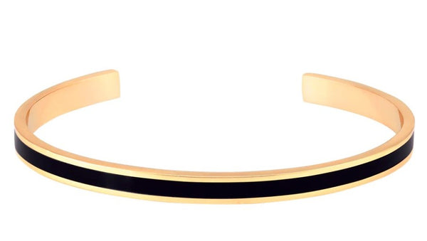 BANGLE lacquer adjustable thin cuff bangle in gilded brass Carbon Black