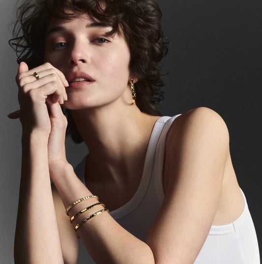 Lumi Bangle - Sandy White and Zircons