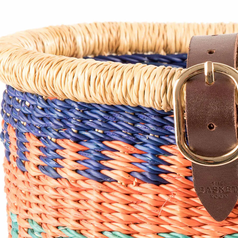 YENDI:Child's Blue & Orange Pattern Bike Basket