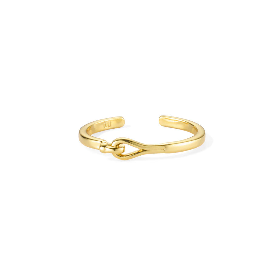 LILY - Adjustable thin ring in glided brass 0.5 microns. unique size. Color : Light Gold