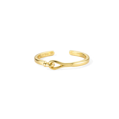 LILY - Adjustable thin ring in glided brass 0.5 microns. unique size. Color : Light Gold