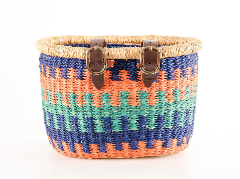 YENDI:Child's Blue & Orange Pattern Bike Basket