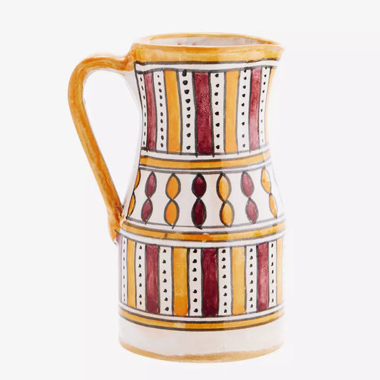 Orange and red stoneware jug