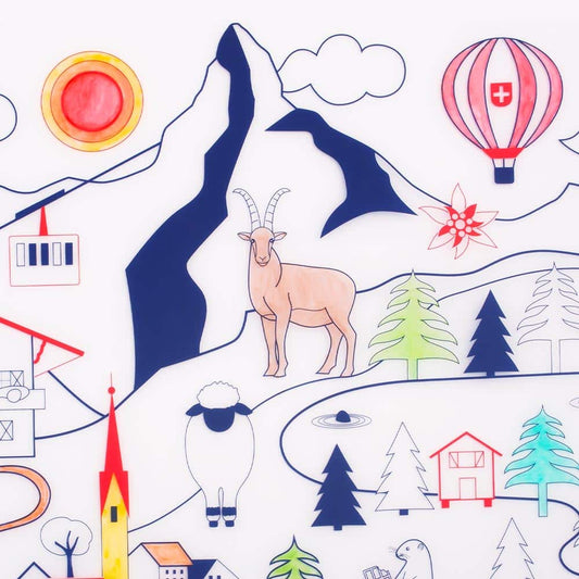 Coloring "Swiss Mountain" Table Mat with bracelet and 5 markers (Copy)