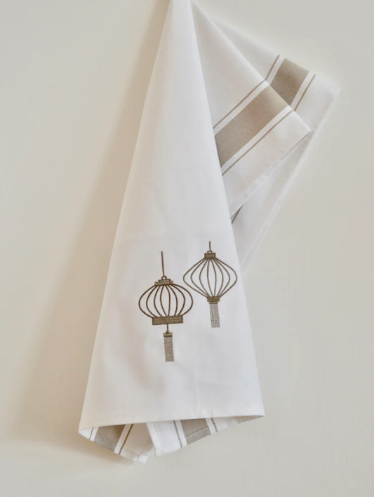ZEST of Asia Tea towel with Golden Lanterns