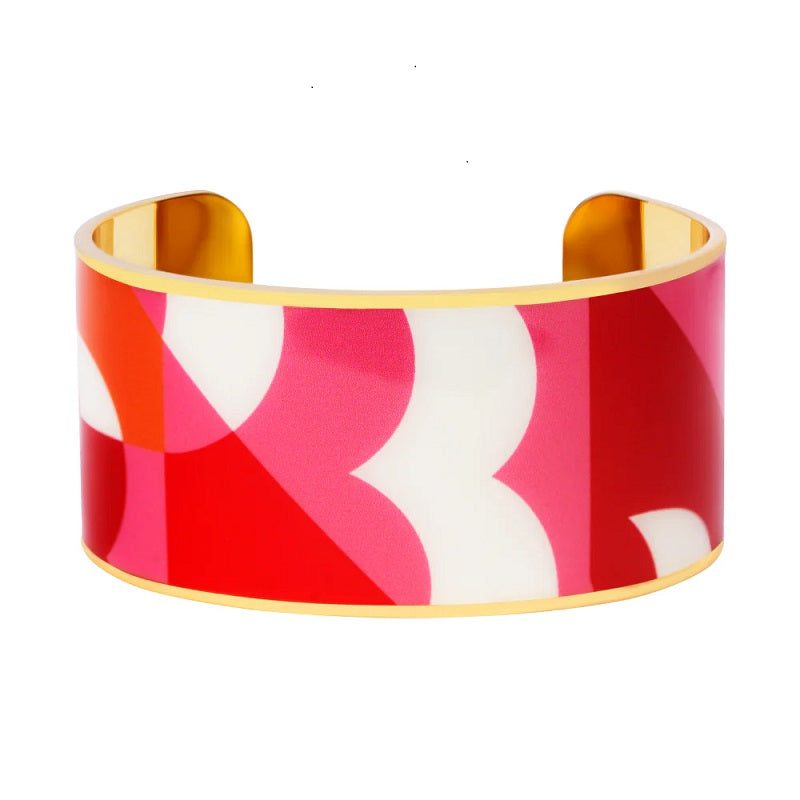 B PRINT Printed lacquer wide cuff - Red Salsa