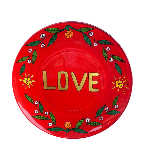 Dessert Hand painted plate - Red AMOUR