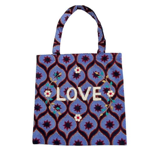 Lisette embroidered wax bag LOVE