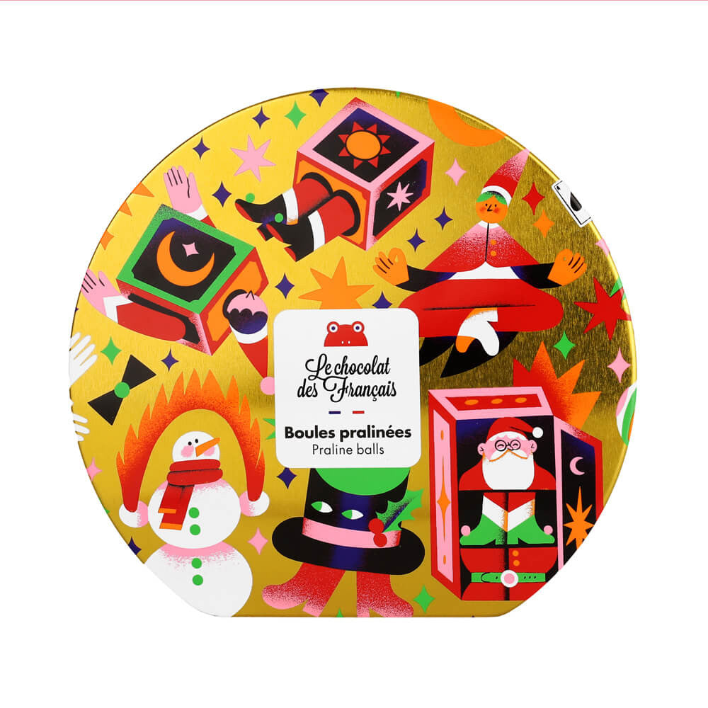 Christmas Tin Set Of 9 Milk Chocolate Praliné Balls