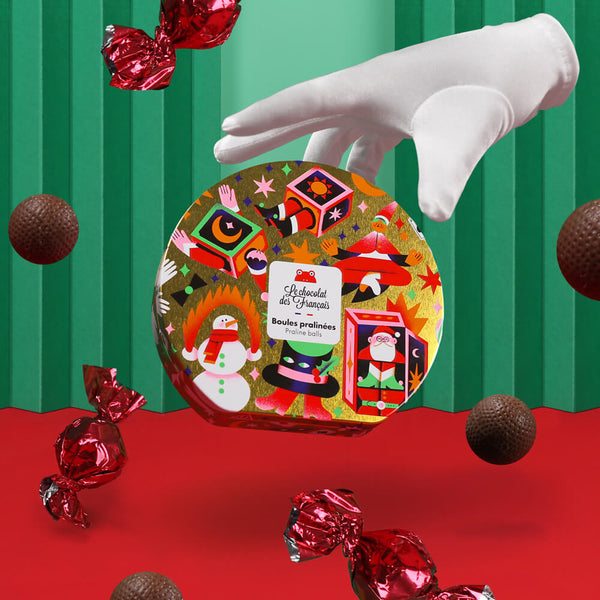 Christmas Tin Set Of 9 Milk Chocolate Praliné Balls