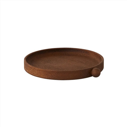 Inka Wood Tray Round Dark Small