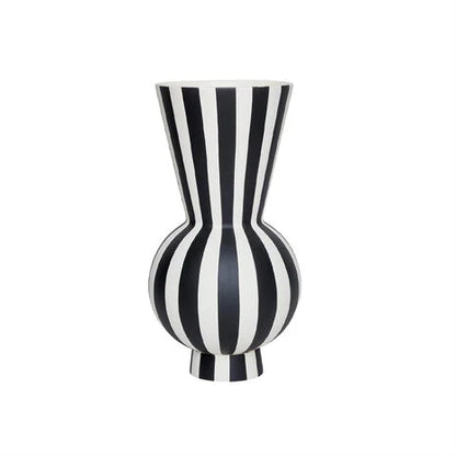 Toppu Vase - Round White / Black