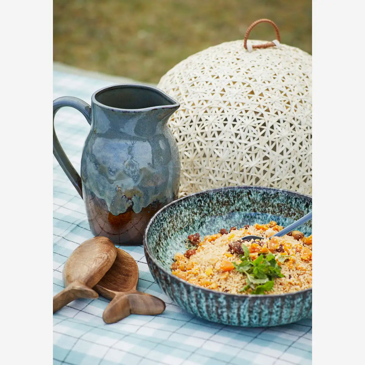 Stoneware jug Petrol Brown