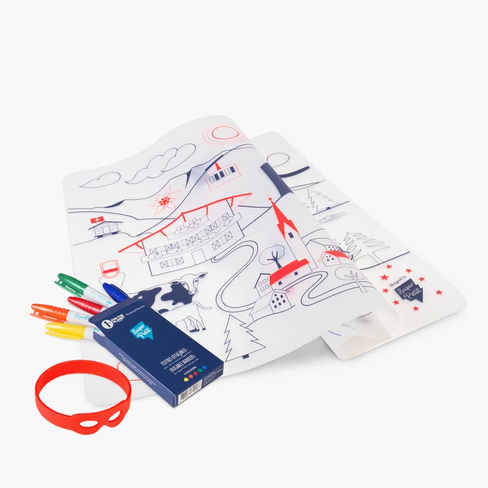 Coloring "Swiss Mountain" Table Mat with bracelet and 5 markers (Copy)