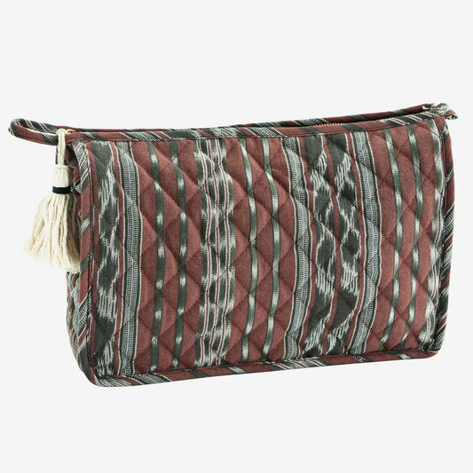 Quilted ikat washbag w/ tassel